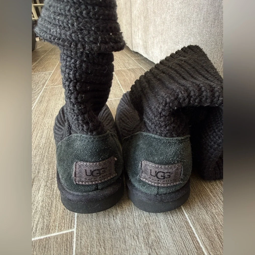 UGG Black Knit Button Mid-Calf Boot